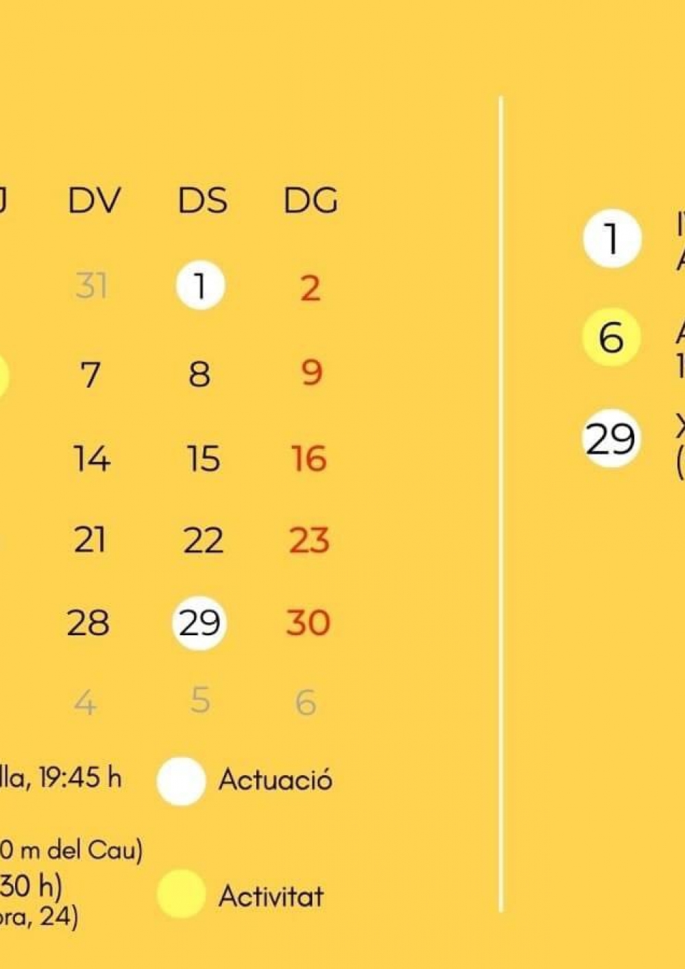 Calendari d'activitats de juliol de 2023