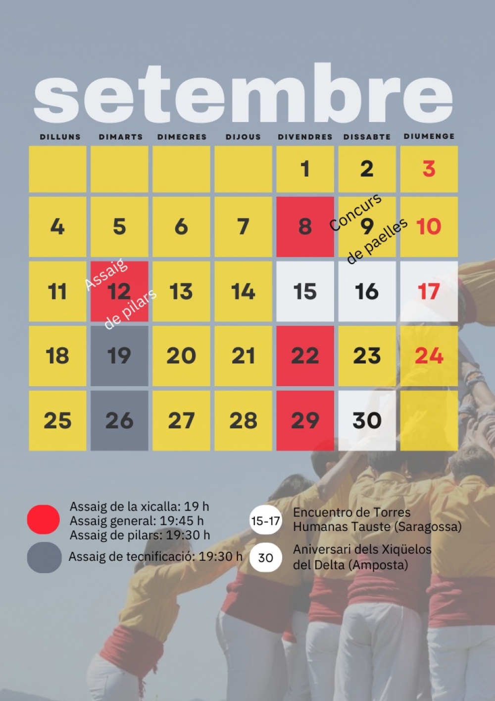 Calendari d'activitats i actuacions de setembre de 2023