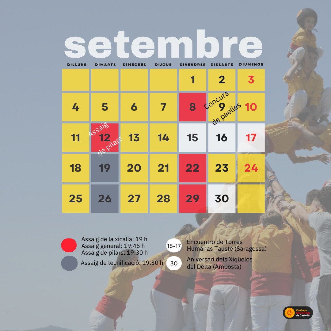 Calendari d'activitats i actuacions de setembre de 2023