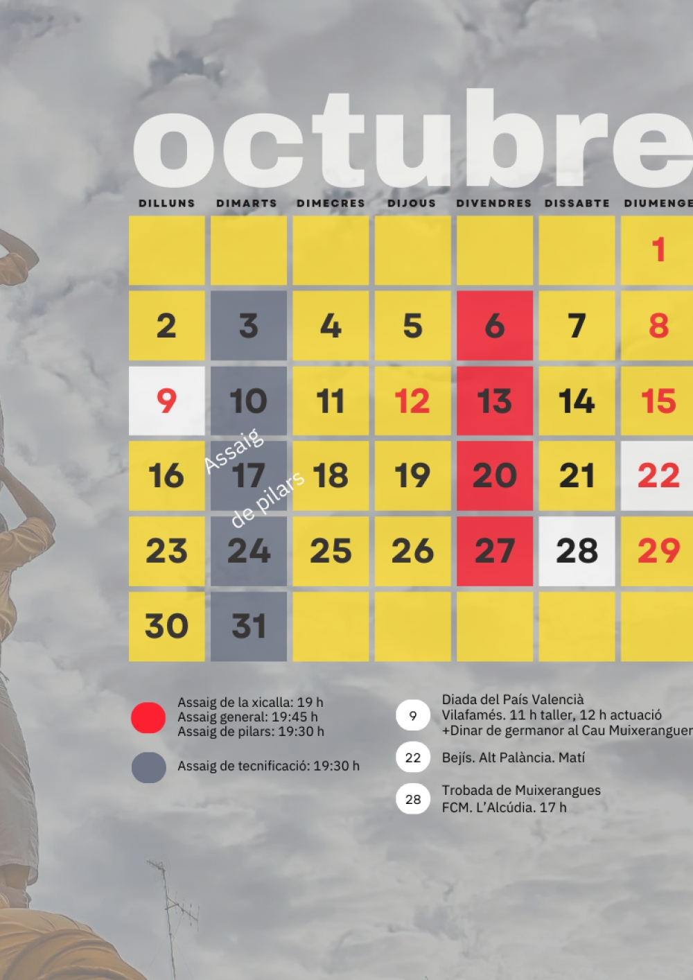 Calendari d'octubre d'activitats i actuacions
&nbsp;