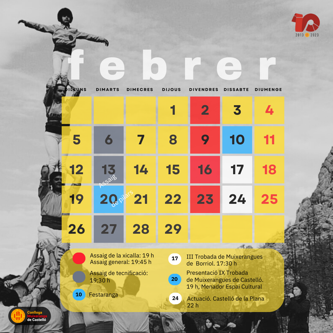 Calendari de febrer