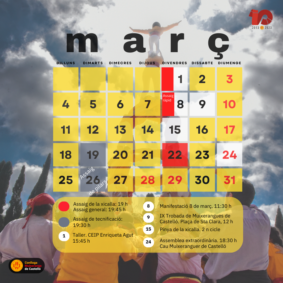 Calendari de mar&ccedil;