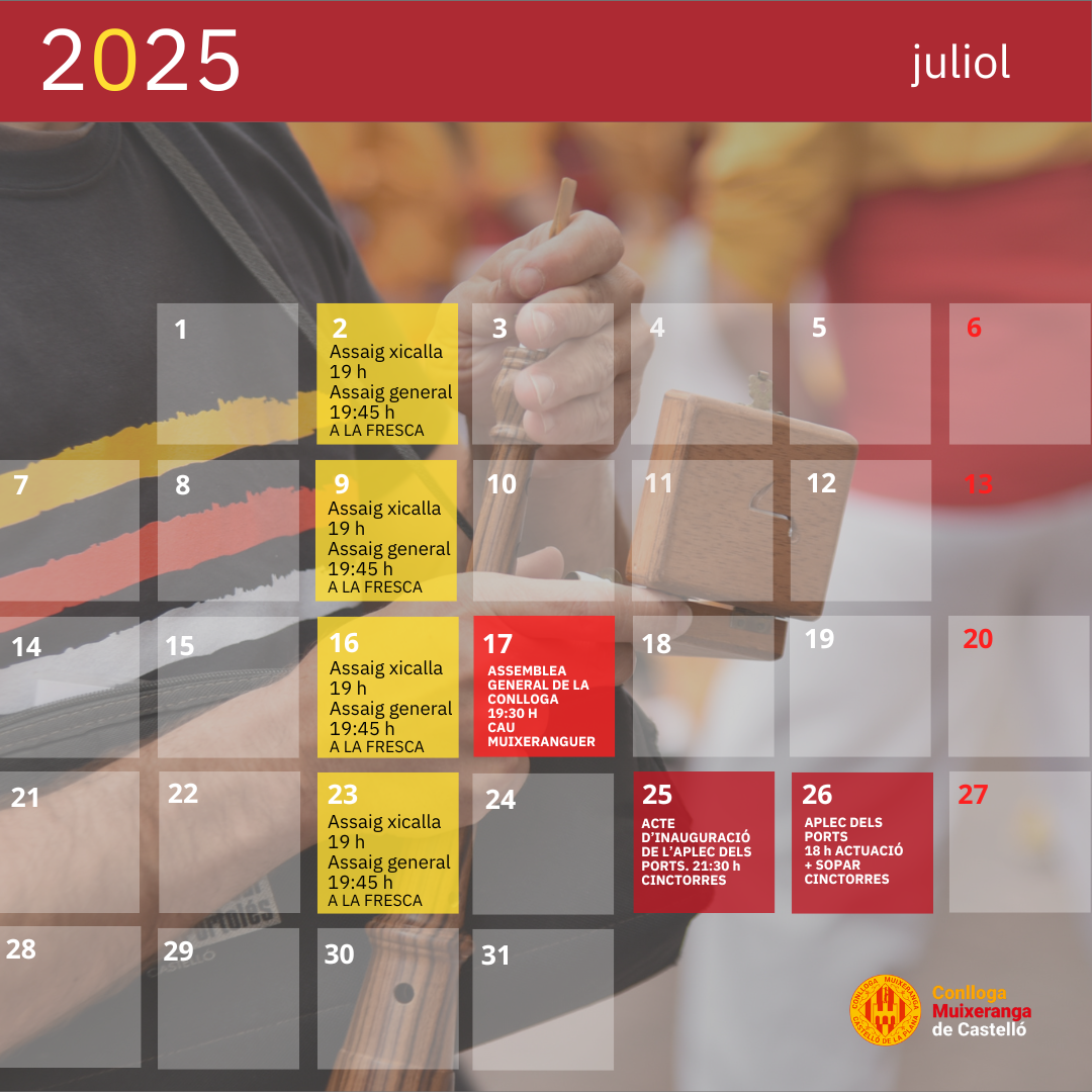 Calendari de juliol