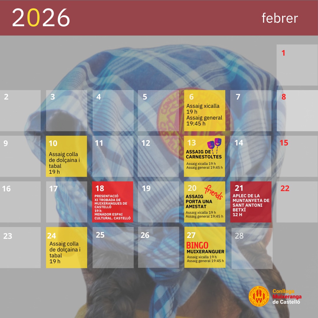 Calendari de febrer de 2026