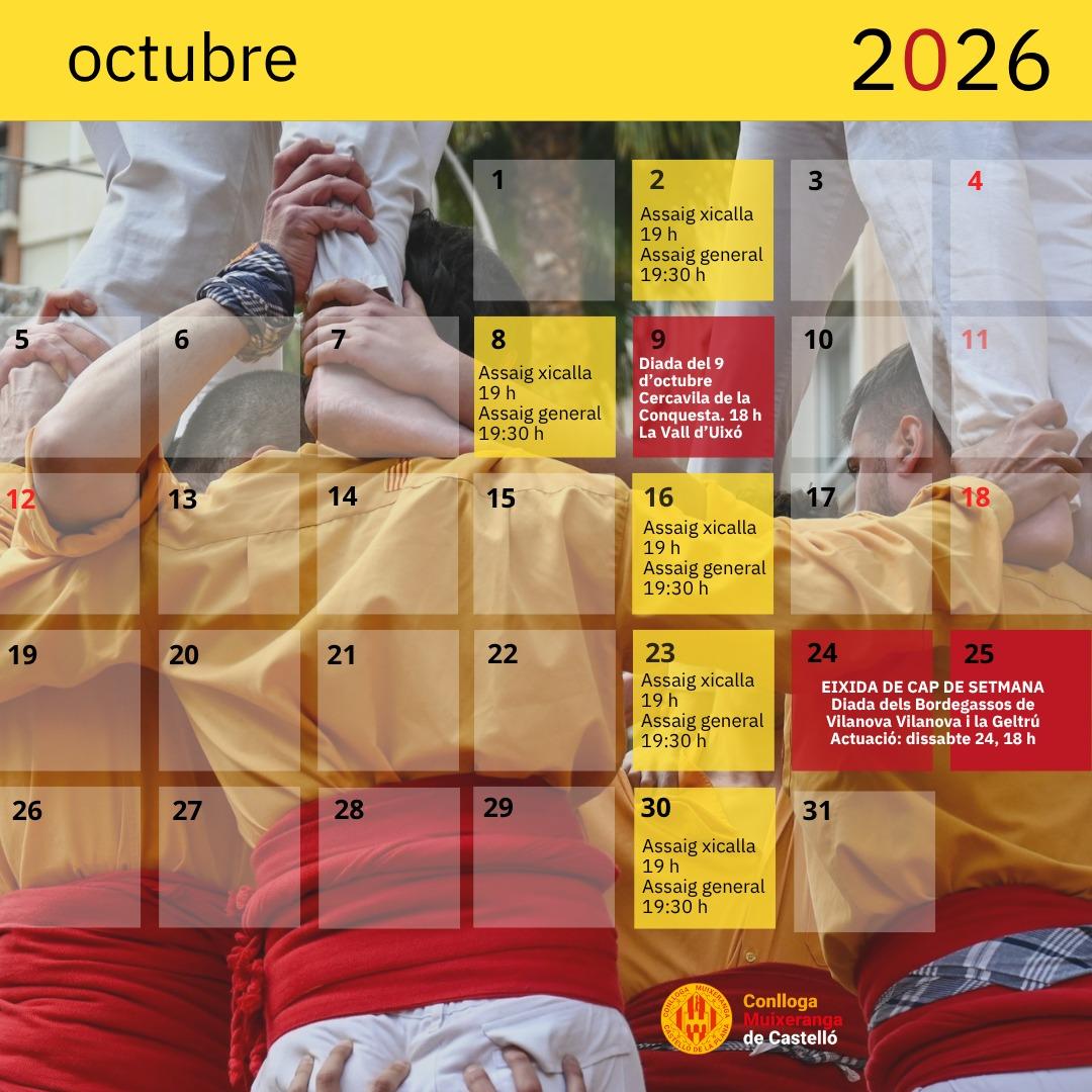 Calendari d'octubre de 2026