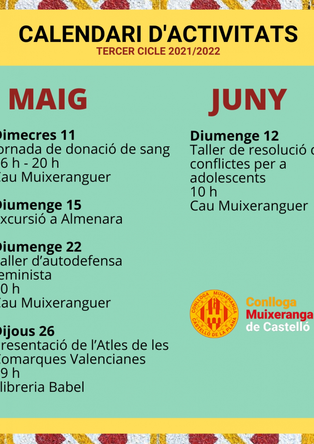 Calendari d'activitats del tercer cicle