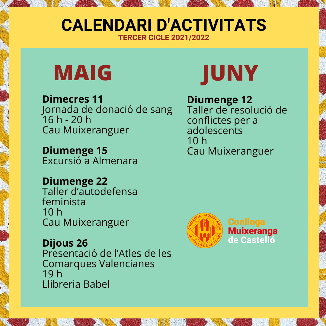 Calendari d'activitats del tercer cicle