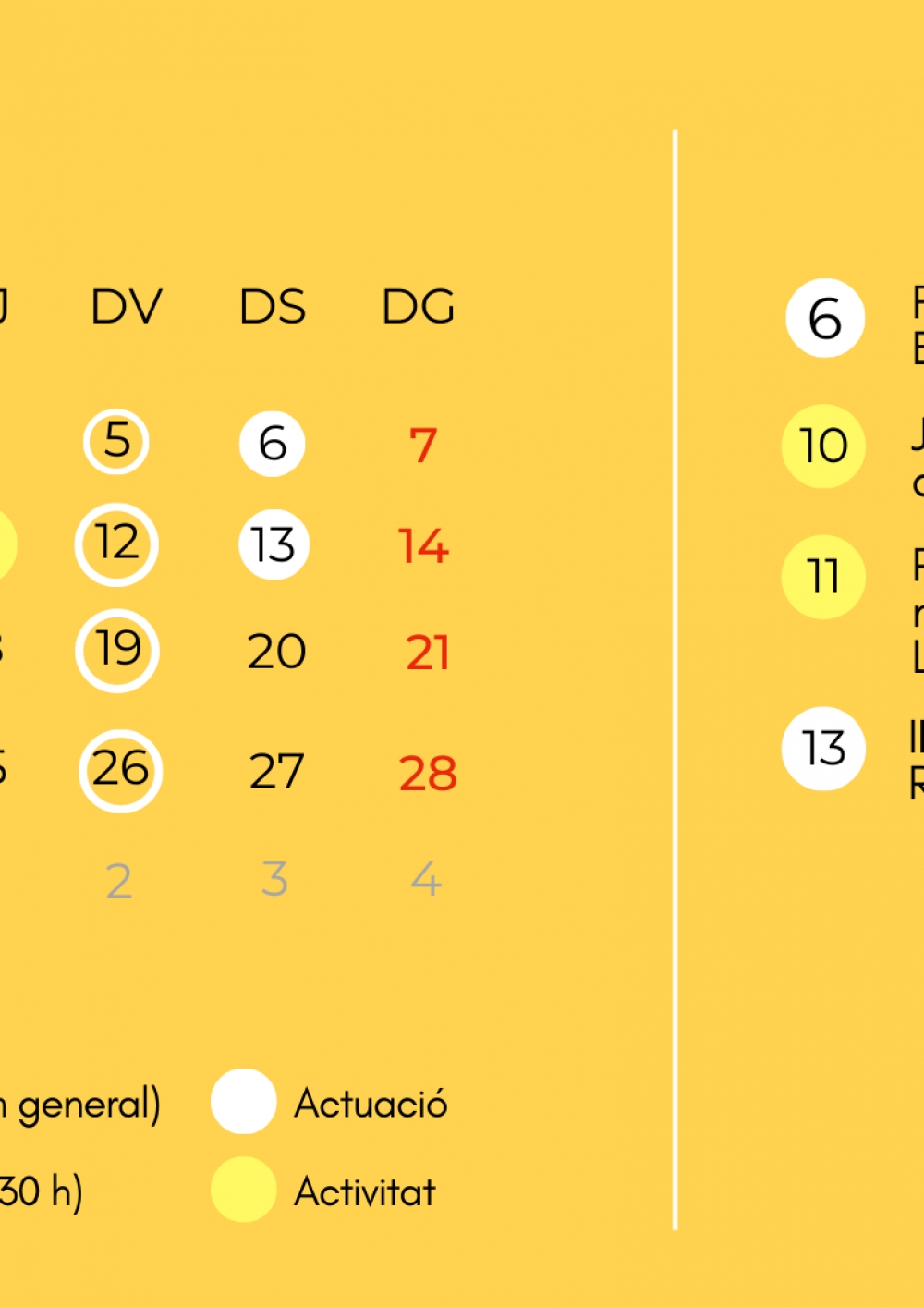 Calendari d'actuacions i activitats de maig