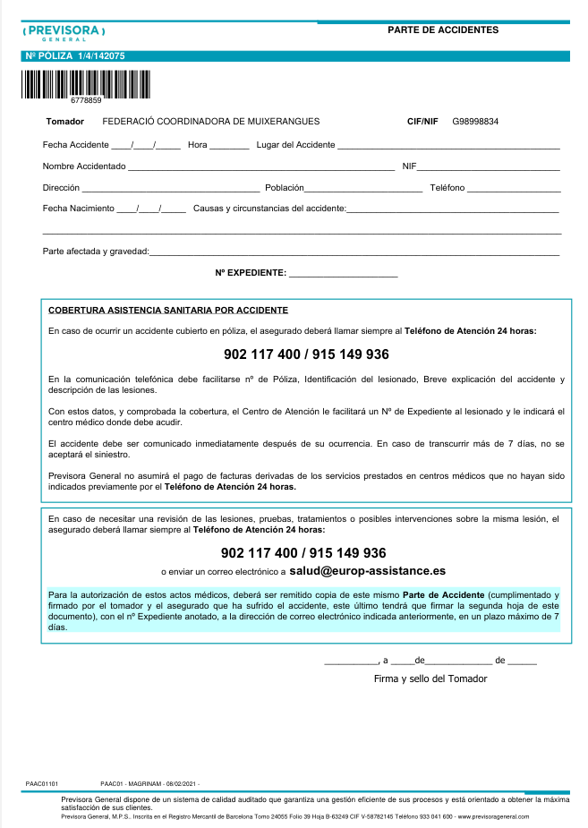 Declaraci&oacute; asseguran&ccedil;a d'accidents
&nbsp;